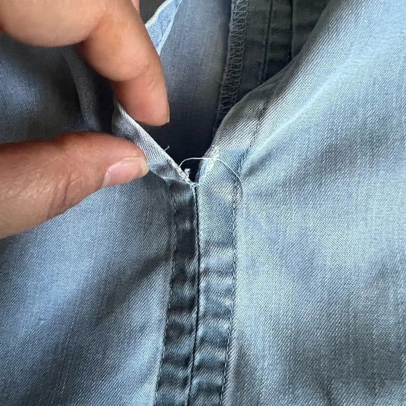 RVCA Chambray Sundress with Frayed Hem Light Wash Size Medium - Picture 7 of 7